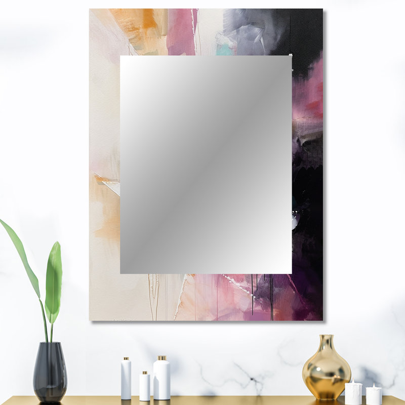 Purple Language Of Lines II - Geometric Decorative Wall Mirror, Modern Mirror, Printed Metal Art, 40" x 30"