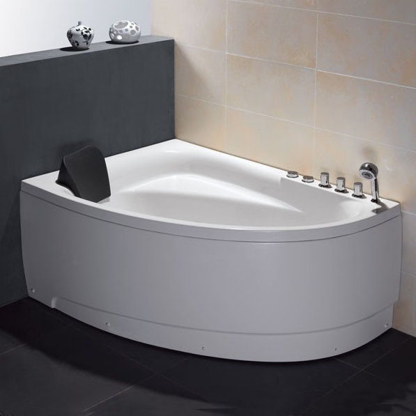 Baignoire de coin en acrylique avec robinet 59 po x 39 po, Droite