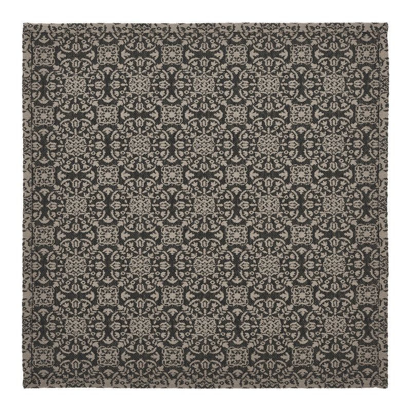  Geometric Table Topper, Tan/Black, 20" Square