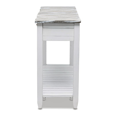 Decastro - Solid Wood Console Table - Distressed Grey, White Finish