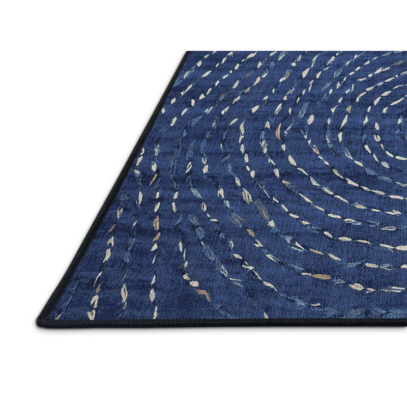Machine Washable Gray Area Rug, Round 6'