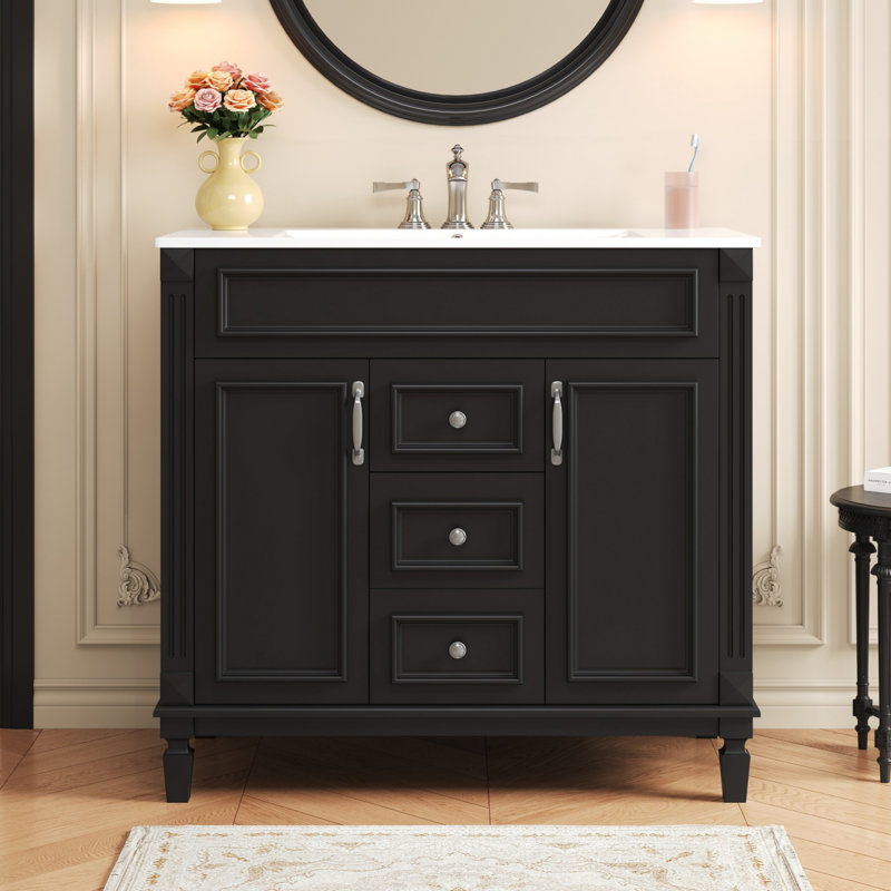 Ensemble de meuble-lavabo autoportant 36 po avec comptoir 36 po, Noir