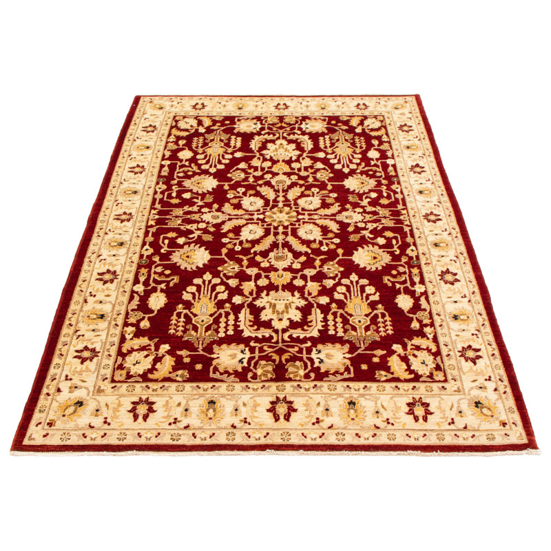 Tapis rouge foncé Peshawar Oushak 6 pi 1 po x 9 pi 4 po
