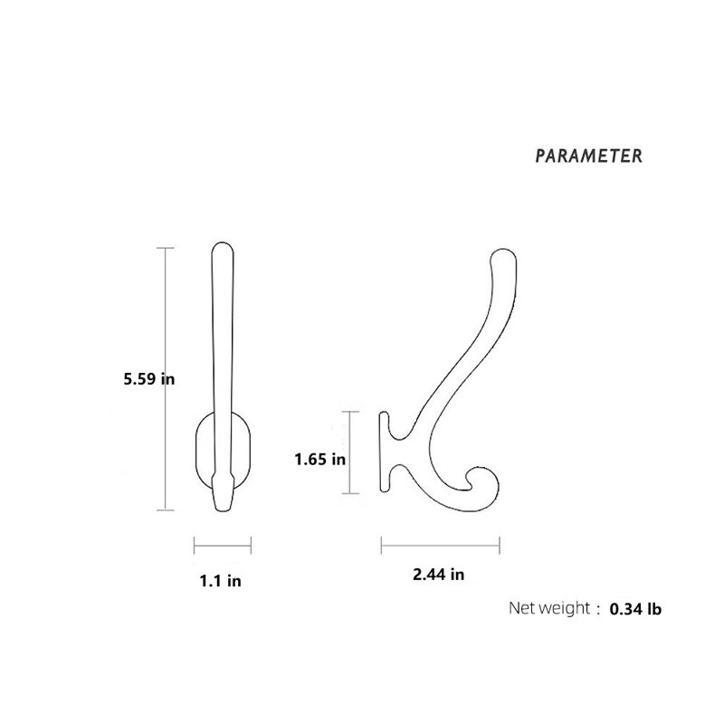 Holifield Classic Metal Wall Hook, Antique Brass