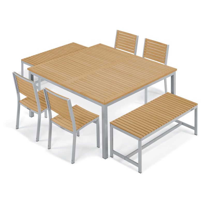 Travira Outdoor Picnic Bench, Flint, Natural Tekwood