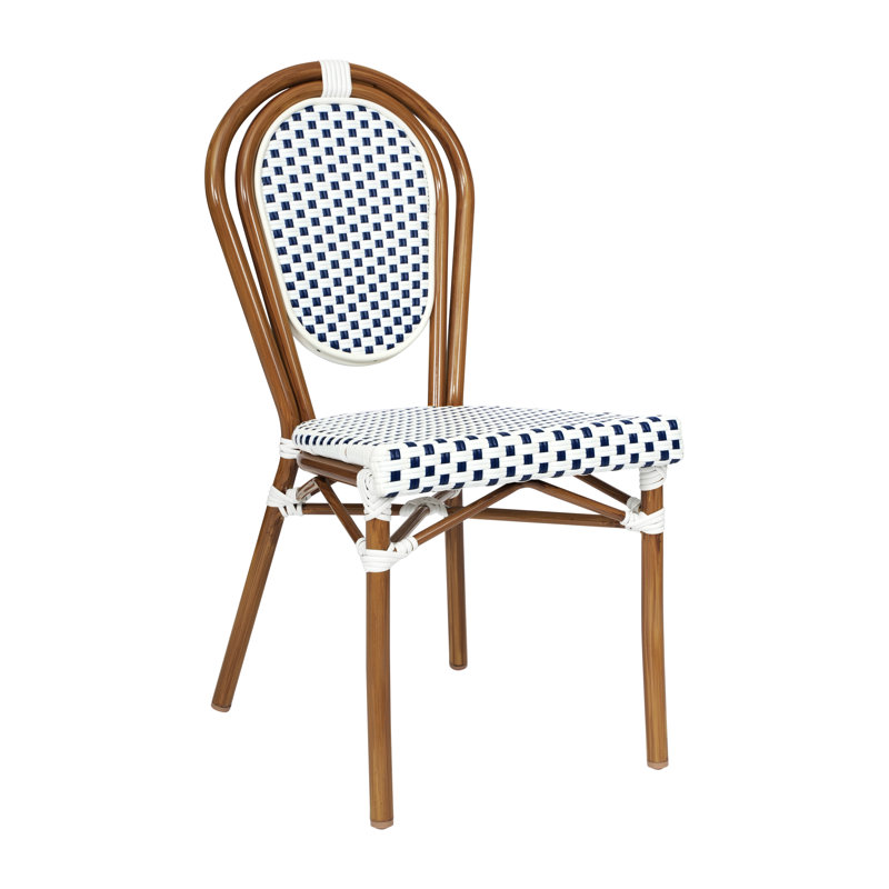 Chaises Paris empilables Cloquet, Blanc / marine / naturel, 1