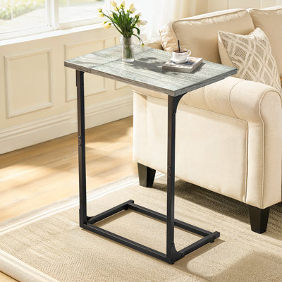 Gilsum Wood C Table End Table, 20.5" Side Table with Metal Base for Sofa, Bed Side, Living Room