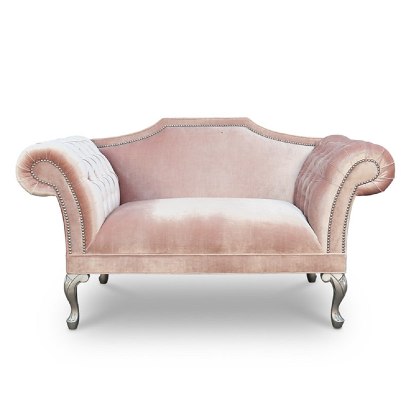 Rohan Velvet Loveseat, Blush Velvet 
