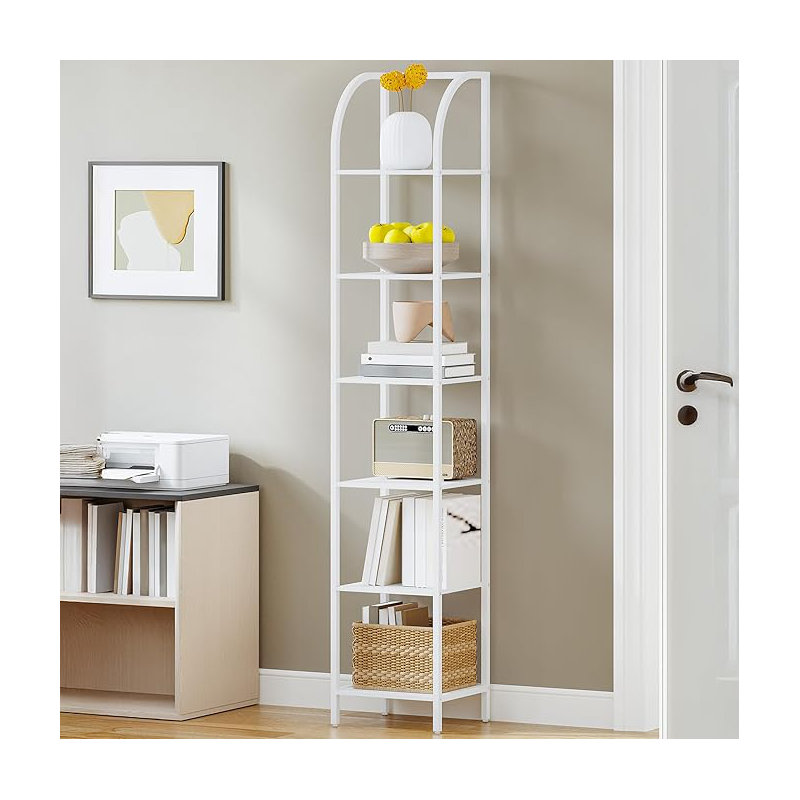 182.5cm H x 30cm W Bookcase, (6 Shelves) 182.5cm. H x 30cm. W x 30cm. D, White
