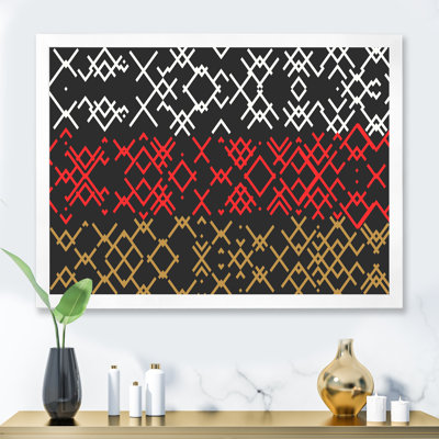 " White Red And Beige Grunge Geometrics "