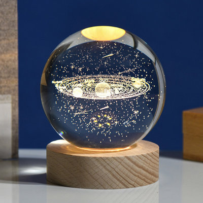 Glowing Planetary Astronaut Crystal Night Lights USB Power Warm/RGB Bedside Light Kid Gift Night Lamp