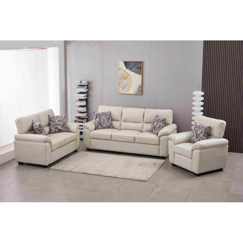 Ensemble de salon en similicuir 3 pièces, Beige
