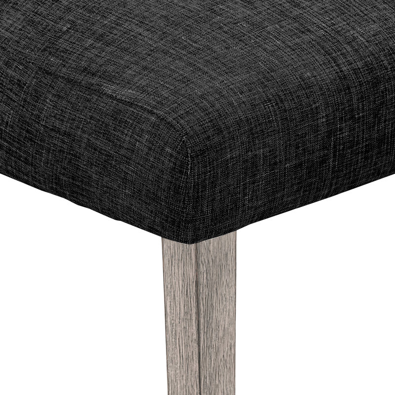 Chaise Parson à oreilles en lin rembourrée et capitonnés Irving Place, Tissu gris foncé, Gris délavé