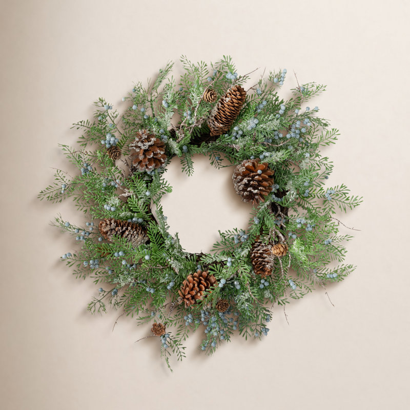 Mini couronne de Noël 18 po en cèdre artificiel, vert