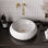 Lavabo de salle de bain DeerValley 16 po x 5 po, lavabo vasque circulaire en céramique blanche, vasque vasque en porcelaine vitrifiée avec parois cannelées et trop-plein