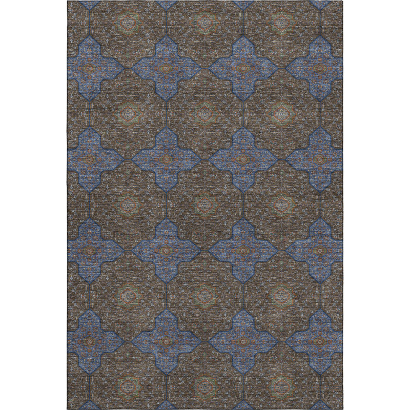 Premium Machine Washable Mayfield AMF2410 Oriental Rug, Chocolate, 9' x 12'
