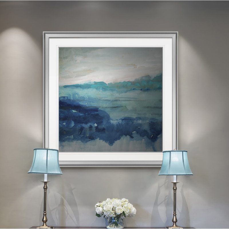 Anael " Sea Swell II ", 16" H x 16" W x 1.5" D, Silver Framed