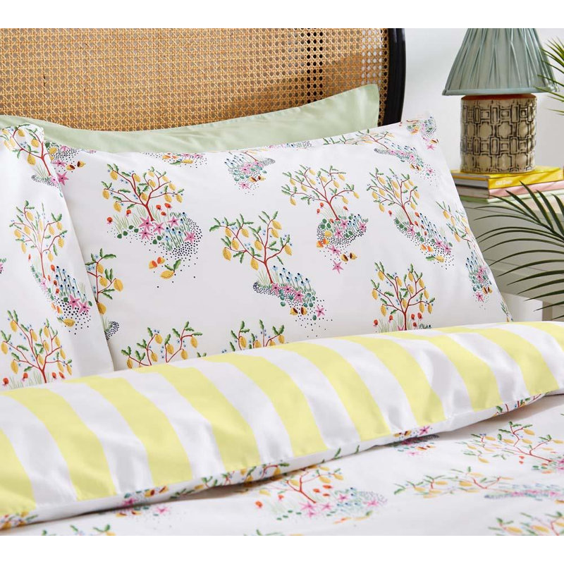 Yellow 200 TC Reversible Duvet Cover Set, Super King