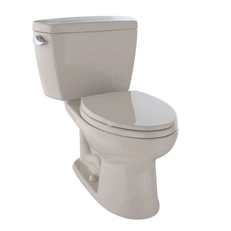 Drake® 1.6 GPF Elongated Two-Piece Toilet (Seat Not Included), Bone, Left-Hand, Gravity