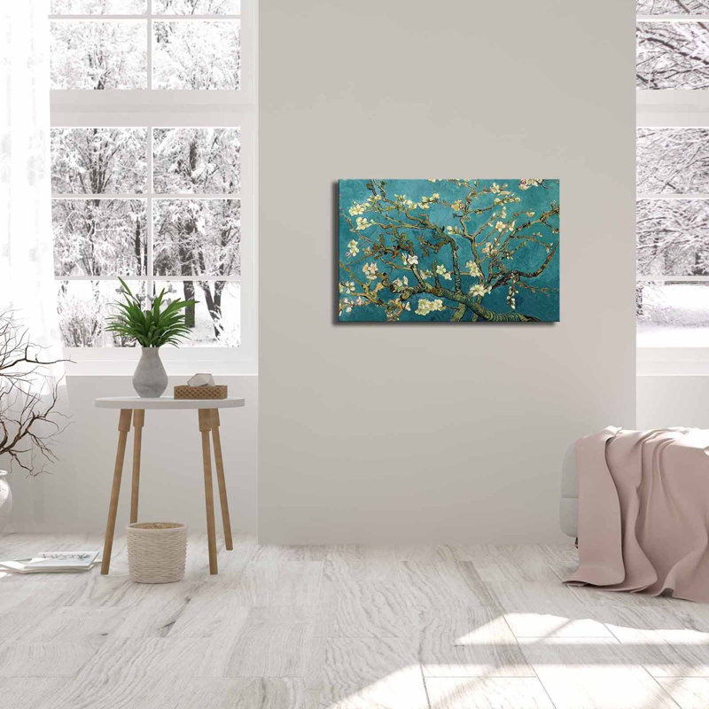 Vincent Van Gogh, «Almond Blossoms», peinture sur toile décorative de 17,7 po x 27,6 po | 100% toile de suède, cadre 100% bois (épaisseur: 1,2 po) | Art élégant pour la décoration intérieure, parfait pour le salon et les espaces de bureau