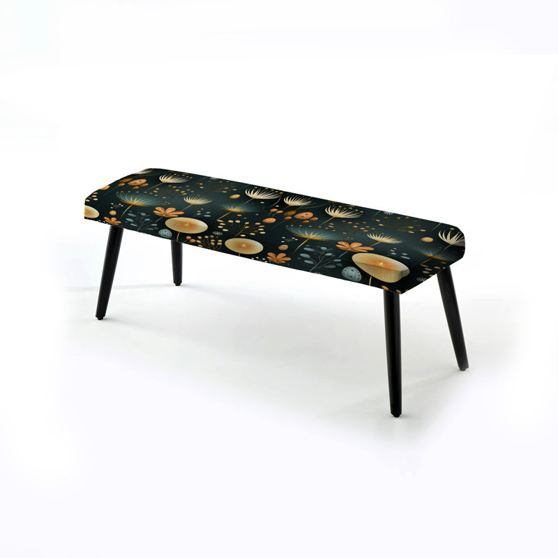 Banc rembourré noir Mid-Century Vintage Delight
