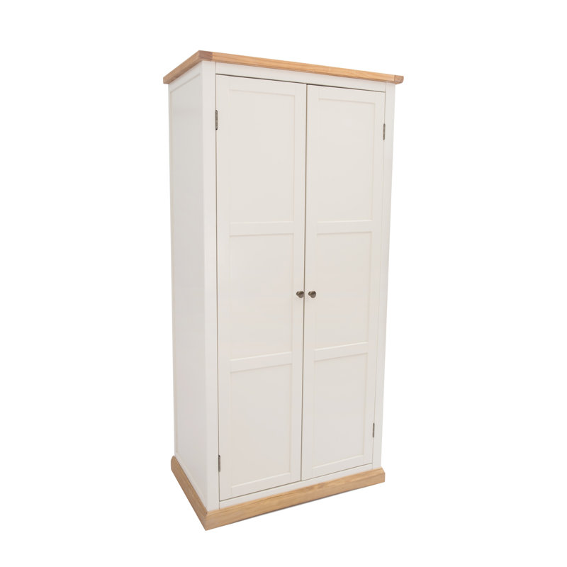 Sancerre 2 Door Solid + Manufactured Wood Wardrobe, Light Wood/Silver