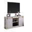 Base de console de télévision de style rustique blanc antique avec portes coulissantes décoratives en métal Plusieurs tablettes de rangement ouvertes Portes en X de conception campagnarde-285441145