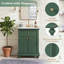 Meuble-lavabo moderne de 24 po avec tiroir rabattable, vert, rangement étagé et personnalisé, structure à dossier ouvert et pieds tournés en boule, fonctionnement silencieux-704971701