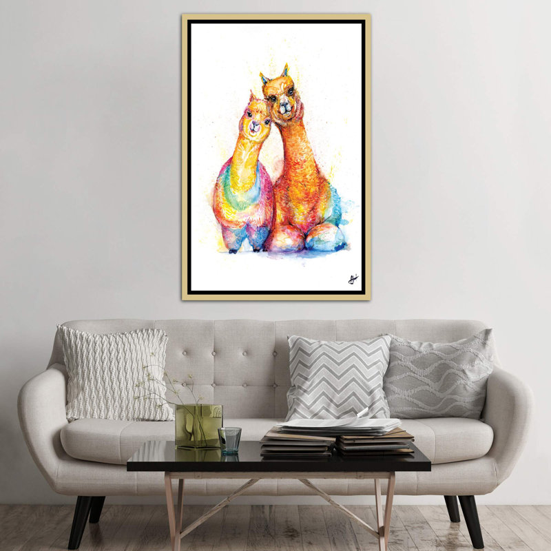 Décoration murale Packa 'Alpaca Kids, H 60 po x l 40po x P 1,5 po, Toile encadrée d'or