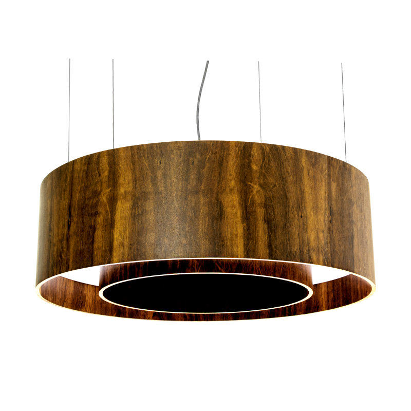 Cilíndrico 1 - Light LED Chandelier, American Walnut, 9.75" H x 31.2" W x 31.2" D