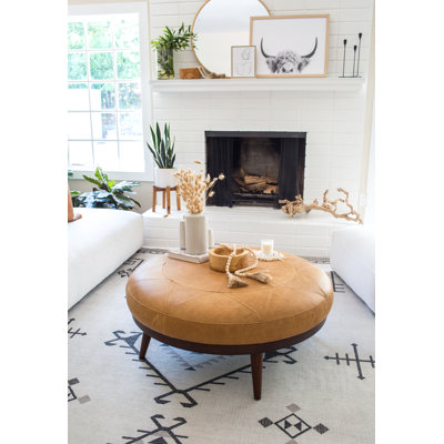 Gio Full-Grain Genuine Italian Leather Ottoman