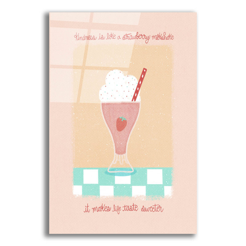 Art mural en verre «Strawberry Milkshake» par Club Daydream, H 16 po x l 12 po x P 0,13 po