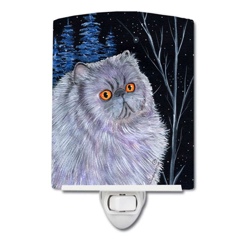 Starry Cat Persian Ceramic Night Light