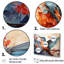 Oiseaux géométriques dans un ciel cubiste - Reproduction d'art mural oiseau-95865488-95865489