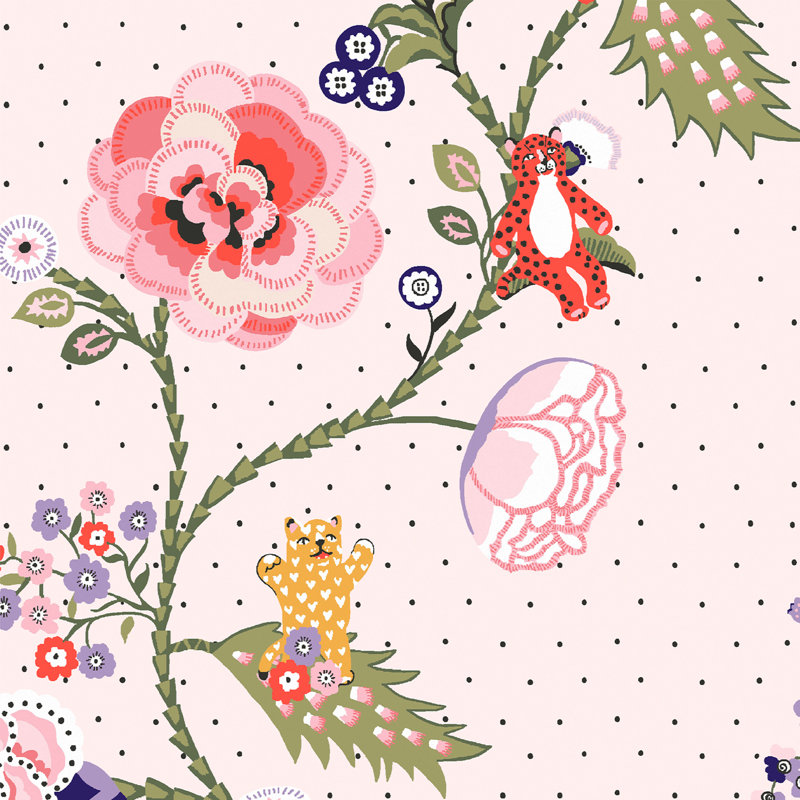 Cath Kidston Catnip Neutral Wallpaper, Pink