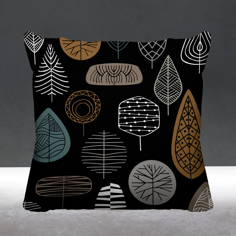 Felicity Outdoor Reversible Throw Pillow, 15W" x 15H", Black