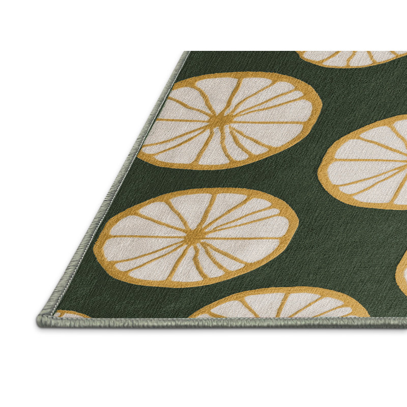  Tapis lavable avec pamplemousse et fruits blancs, Rectangulaire 3 pi x 5 pi