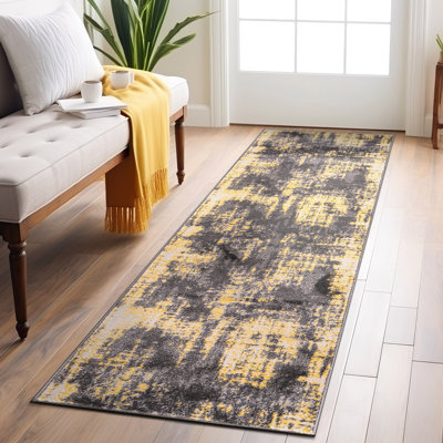 Tapis jaune / ivoire / gris Malica