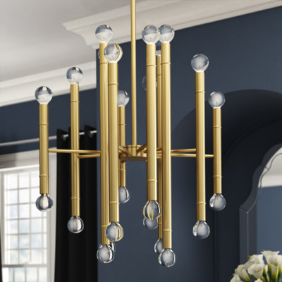 Lustre 24 lumières Meridian en laiton naturel