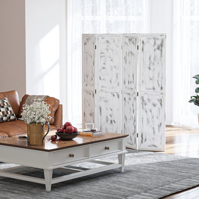 Paravent 5,5 "à 4 panneaux, cloison pliante blanche pour chambre à coucher, salon, bureau à domicile et paravent 4