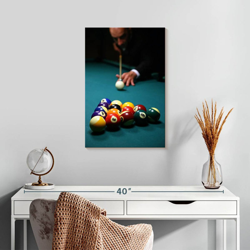 Joueur de billard, H 24 po x l 16 po