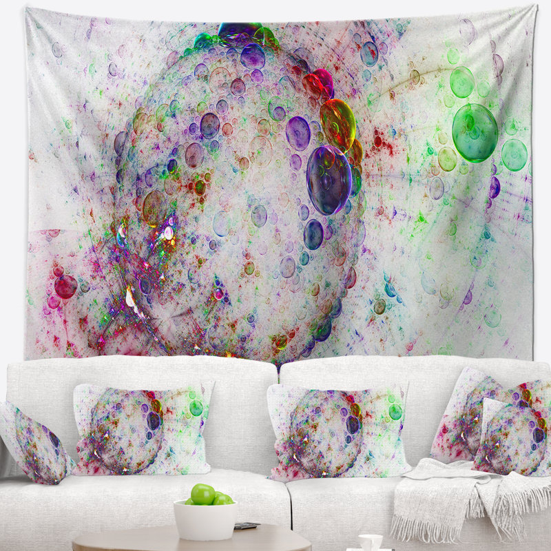 Tapisserie à bulles sphériques abstraites de couleur abstraite, H 32 po x l 39 po