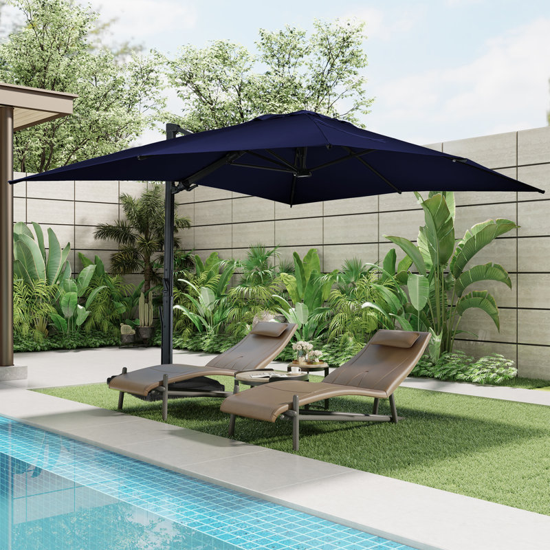 Parasol en porte-à-faux rectangulaire à manivelle 10 x 13 pi Masamichi, Bleu marine