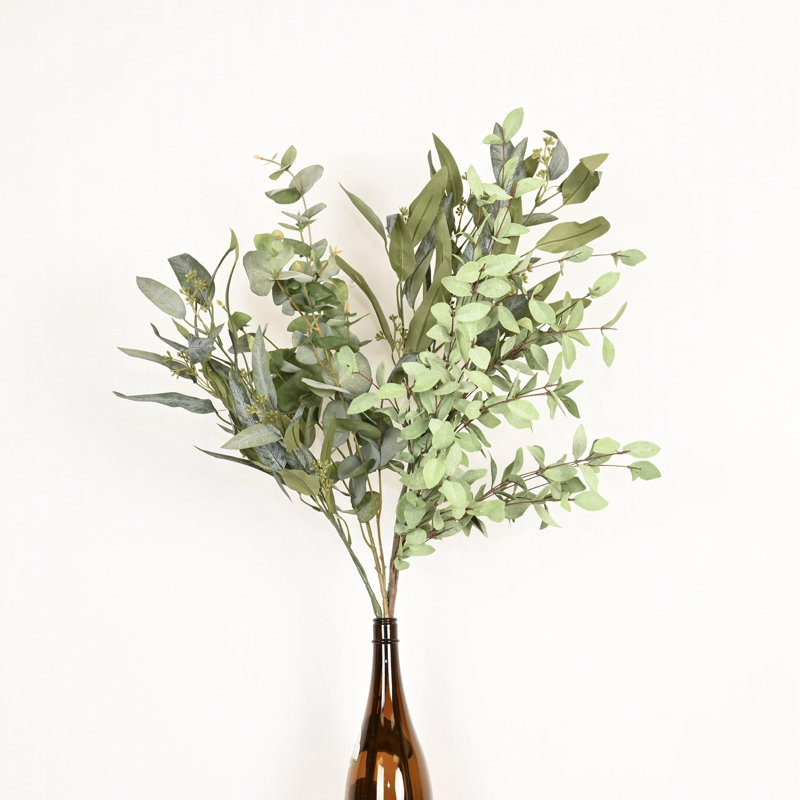 Branche de feuilles vertes mélangées artificielles de 40 po pour remplissage de vase, bouquet de fleurs à longue tige de feuillage de verdure de campagne pour décoration de table de centre de table de bureau à domicile