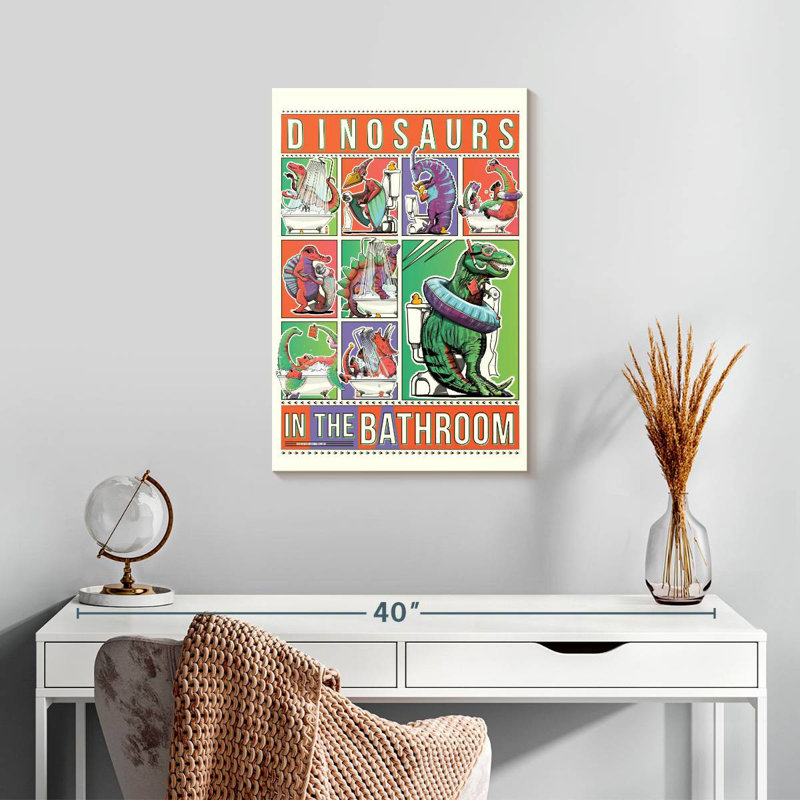 Dinosaurs In The Bathroom, 24" H x 16" W