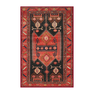 Tapis traditionnel rouge / noir