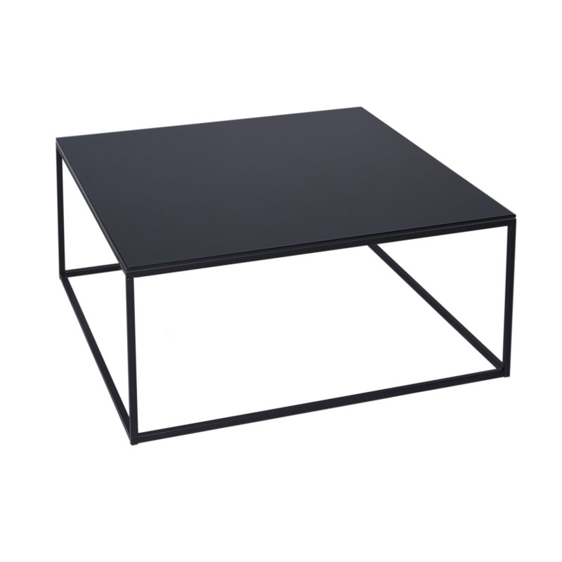 Licata Sled Coffee Table, 40.1 cm H x 90 cm W x 90 cm D, Marble / Black