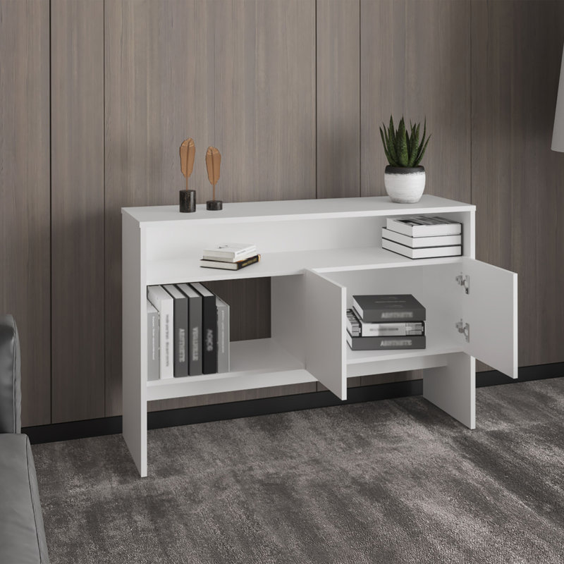 Console Bellagio de 48,7 po de largeur à 2 niveaux, Blanc