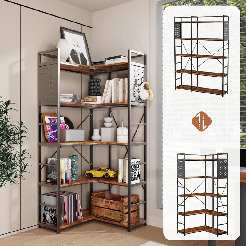 Bibliothèque industrielle 17 étages à 5 niveaux avec bibliothèque en bois et métal