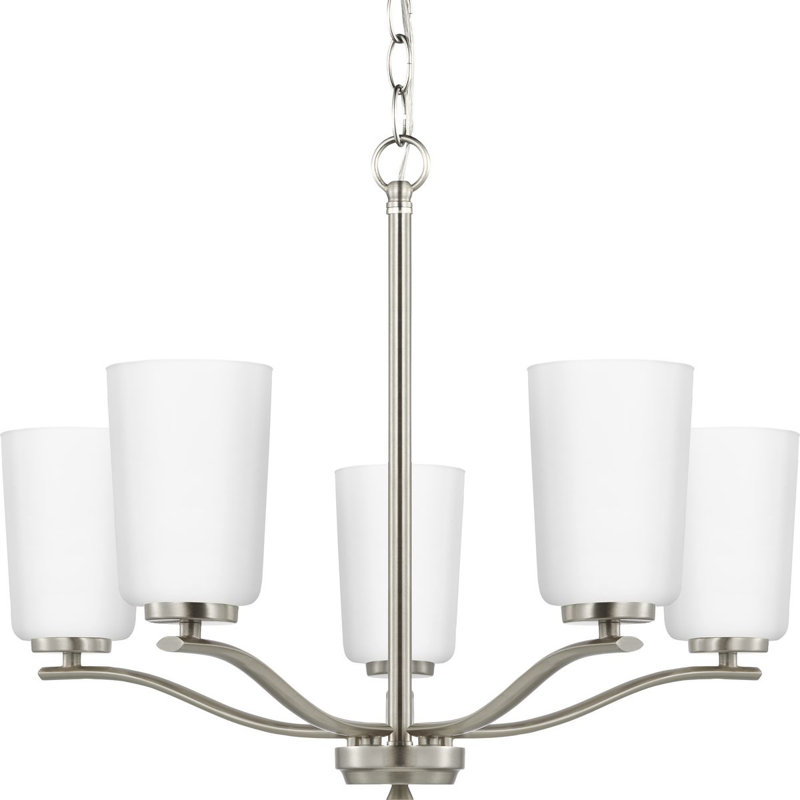 Lustre classique à 5 lumières avec abat-jour Rozelyn, Nickel brossé